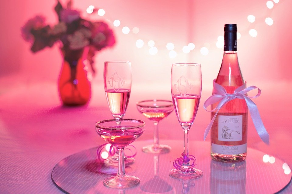 pink beverages with pink background during a pink party.